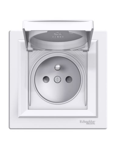 ASFORA Gniazdo sieciowe poj. 2P+Z BIAŁE IP44