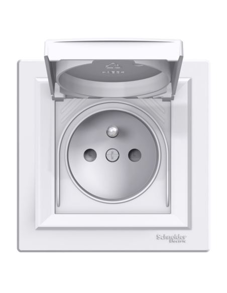 ASFORA Gniazdo sieciowe poj. 2P+Z BIAŁE IP44