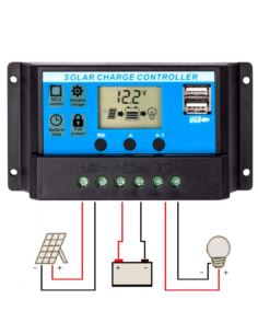 Kontroler solarny PWM 30A 12V/24V DC 2x gn.USB