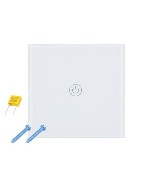 Wyłącznik światła dotykowy pojedyncz szklany biały