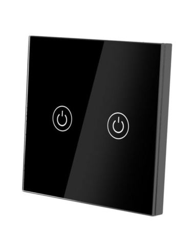 Wyłącznik światła dotykowy podwójny szklany czarny