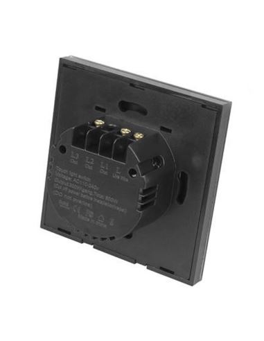 Wyłącznik światła dotykowy podwójny szklany czarny