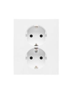 Simon55 Gn. Schuko z przesłonami podwójne b.mat