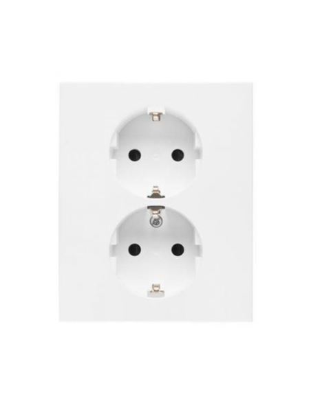 Simon55 Gn. Schuko z przesłonami podwójne b.mat