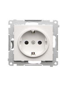 Simon55 Gn. Schuko z przesłonami(moduł) biały mat