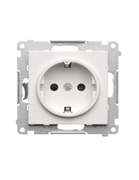 Simon55 Gn. Schuko z przesłonami(moduł) biały mat