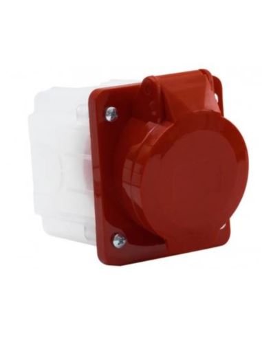 Gniazdo siłowe 16A 5P tablicowe skośne z puszką