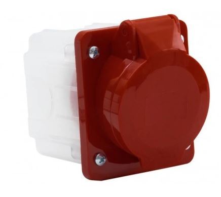 Gniazdo siłowe 16A 5P tablicowe skośne z puszką