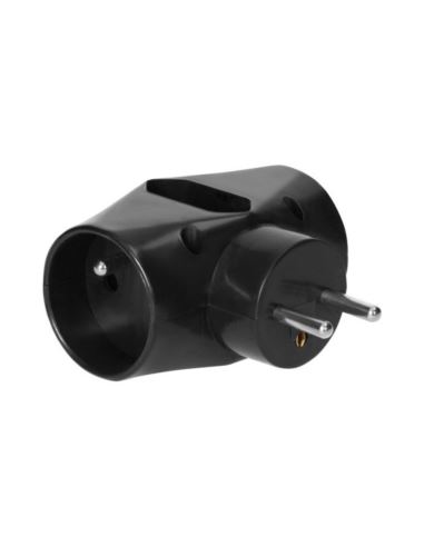 Rozgałęźnik elektryczny 2x2P+Z  1x2P/II czarny