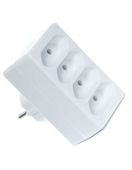 Rozgałęźnik elektryczny 4 gniazda b/u płaskie