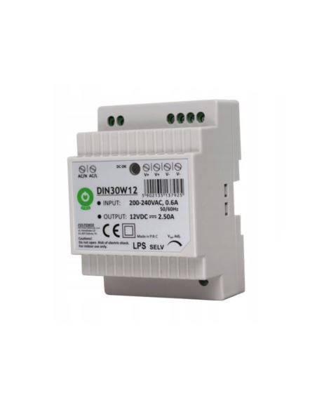 Zasilacz 12V DIN30W12 30W na szynę DIN reg