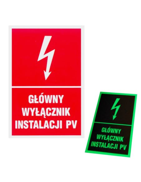Tabliczka ostrzeg. Główny wyłącznik PV (piorun)