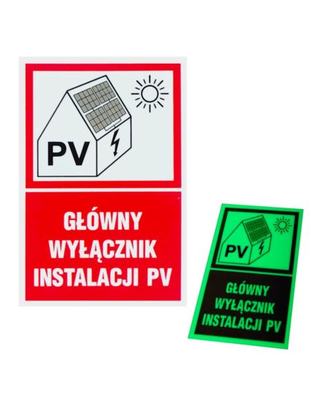 Tabliczka ostrzeg. Główny wyłącznik PV - domek PV
