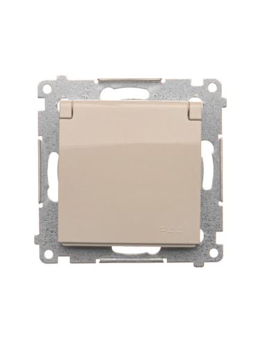 Simon54 Gniazdo pojedyncze z/u IP44 kremowe