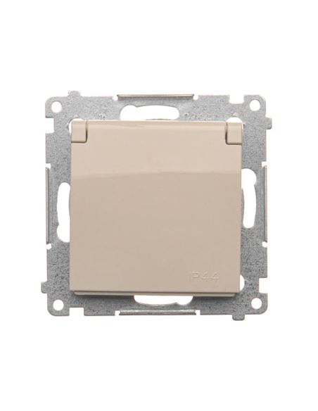 Simon54 Gniazdo pojedyncze z/u IP44 kremowe