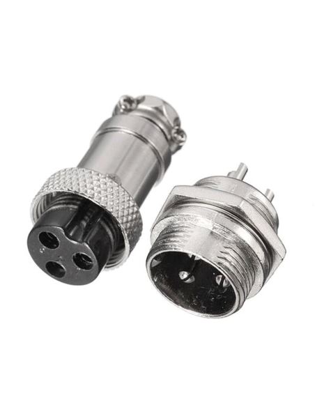 Złącze przemysł. skręcane GX12-3 pin wtyk gniazdo