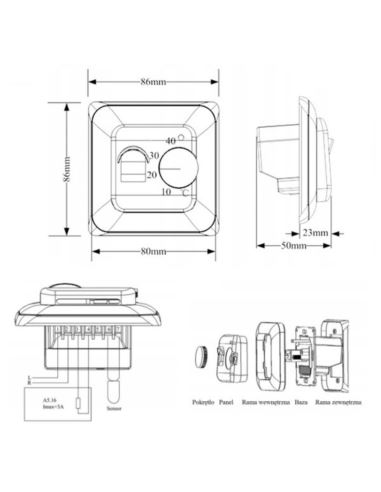 Termostat pokojowy analogowy biały M5
