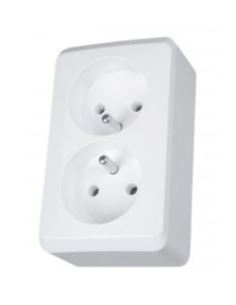 Gniazdo sieciowe PRIMA 2x2P+Z BIAŁE 16A IP20