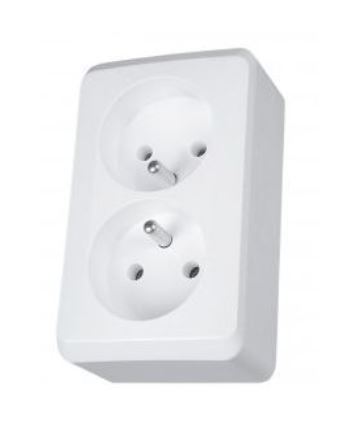 Gniazdo sieciowe PRIMA 2x2P+Z BIAŁE 16A IP20