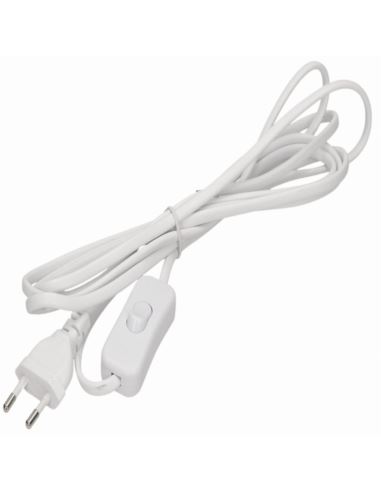 Kabel zasilający z wyłącznikiem, wtyczką 3mb biały