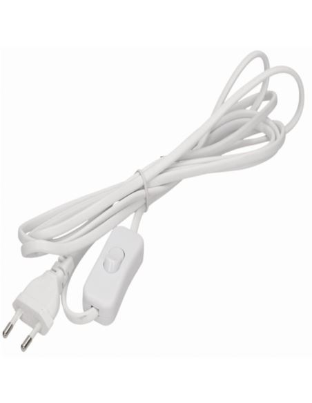 Kabel zasilający z wyłącznikiem, wtyczką 3mb biały