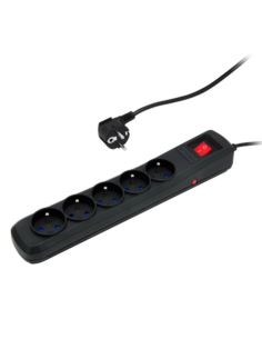 Przedłużacz przeciwprzepięci. 5x2P+Z 1,5m czarny