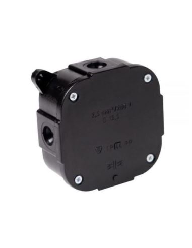 Puszka n/t IP44 4 wkręty z zaciskami czarna