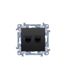 Simon10 Gniazdo komp. podwójne 2xRJ45 kat.5 cz. m.