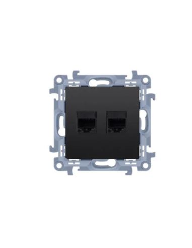 Simon10 Gniazdo komp. podwójne 2xRJ45 kat.5 cz. m.