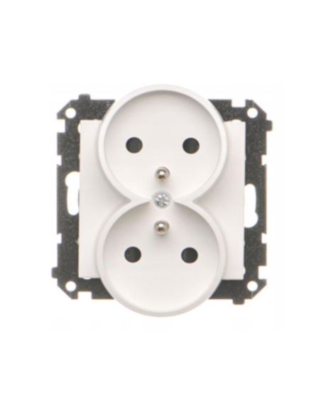 Simon55 Gniazdo podwójne z przesł.i Aluminium mat