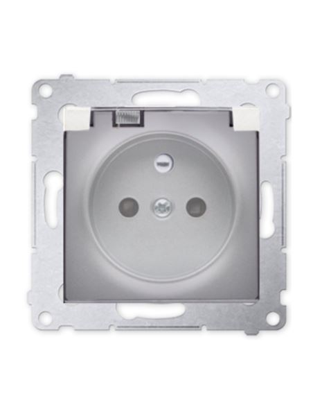 Simon54 Gniazdo pojedyncze z/u IP44 srebrny mat