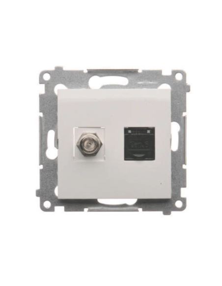 Simon54 Gniazdo ant.typ F+ RJ45 Kat 6.biały