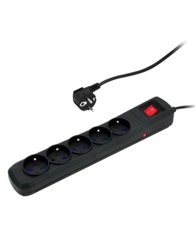 Przedłużacz przeciwprzepięci. 5x2P+Z 3m czarny
