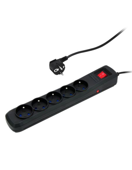 Przedłużacz przeciwprzepięci. 5x2P+Z 3m czarny