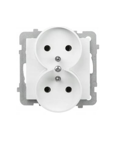 AS Gniazdo podwójne z/u białe OSPEL