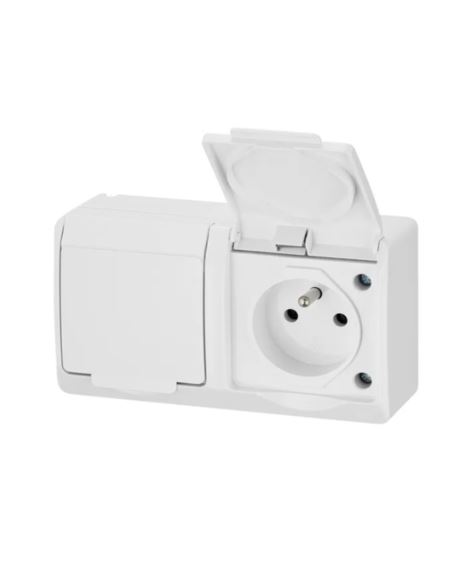 HERMES Gniazdo GNT 0322-02 podwój..herm.IP44 białe