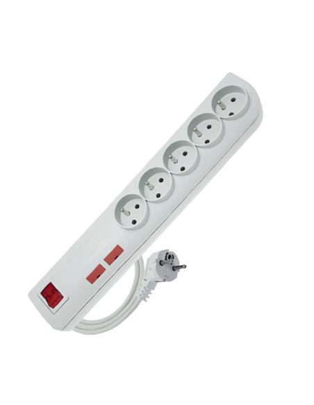 Przedłużacz przeciwprzepięci. 5x2P+Z 3.0m biały