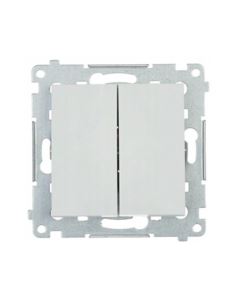 Simon54 Przycisk podwójny chwilowy zwierny srebrny