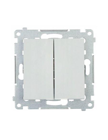 Simon54 Przycisk podwójny chwilowy zwierny srebrny