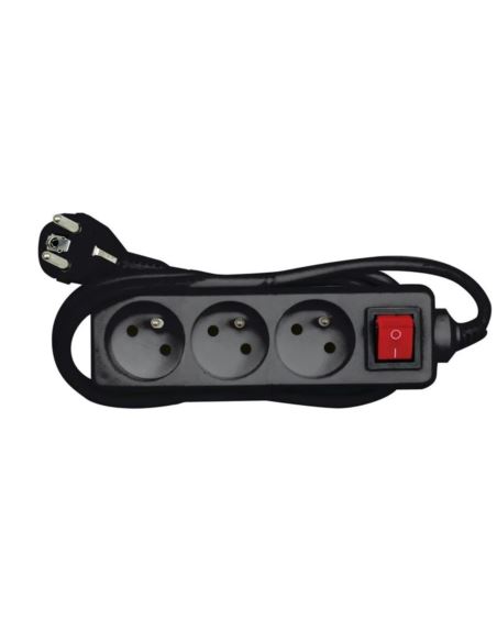 Przedłużacz 3 gniazda z uziemieniem 1,5m czarny