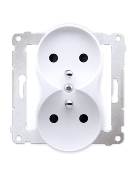 Simon54 Gniazdo podwójne z/u biały