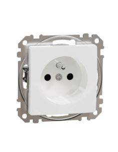 Gniazdo poj. z uziem (2P+PE) białe, Sedna Design