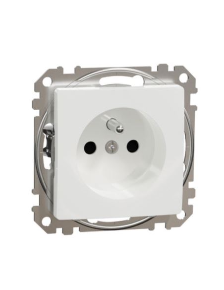 Gniazdo poj. z uziem (2P+PE) białe, Sedna Design