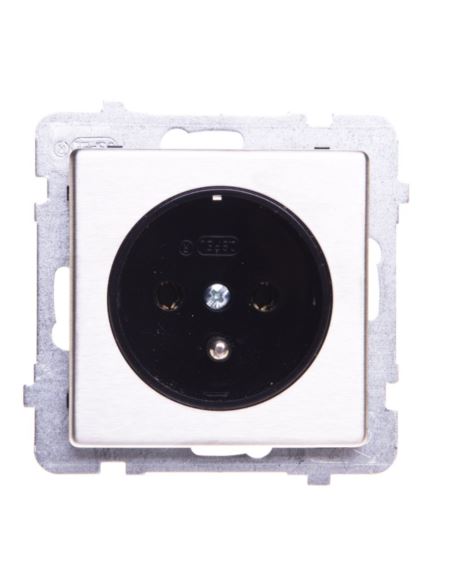 SONATA Gniazdo poj. z/u z przesłonami stal inox