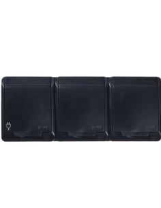 HERMES gniazdo potrójne czarne natynkowe ip44