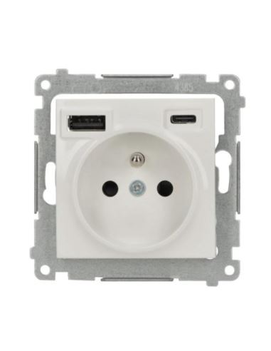 Simon54 Gniazdo pojedyncze z/u+ładowarka 2xUSB