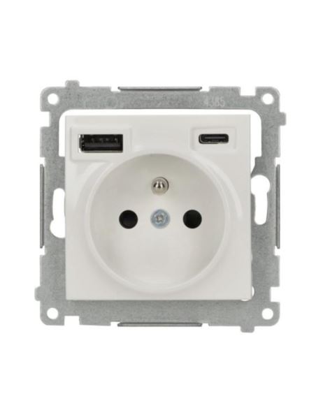 Simon54 Gniazdo pojedyncze z/u+ładowarka 2xUSB