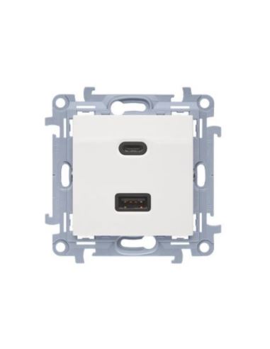 Simon10 Ładowarka USB C+A (moduł), 30 W, 230V bia