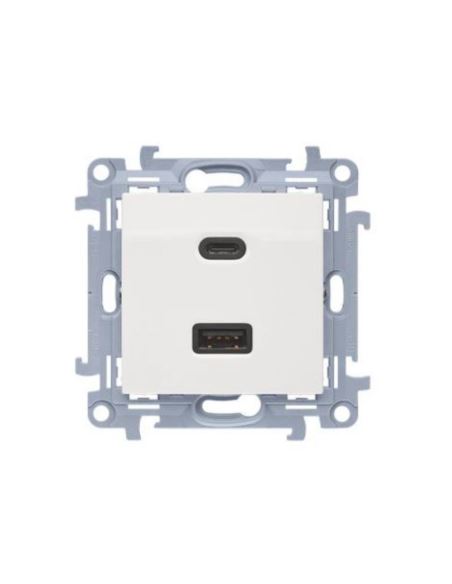 Simon10 Ładowarka USB C+A (moduł), 30 W, 230V bia