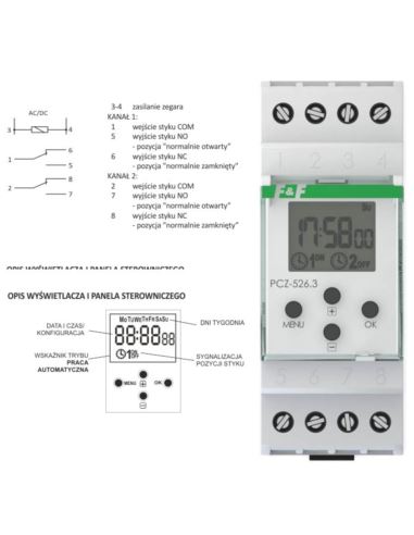 Zegar sterujący PCZ-526.4 astronomiczny 2-kan.